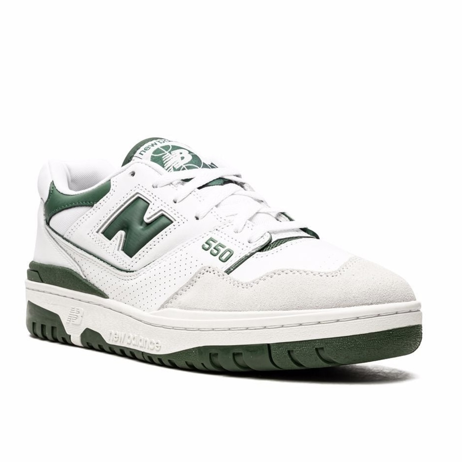 New Balance 550 — White/Team Forest Green — product photo 1